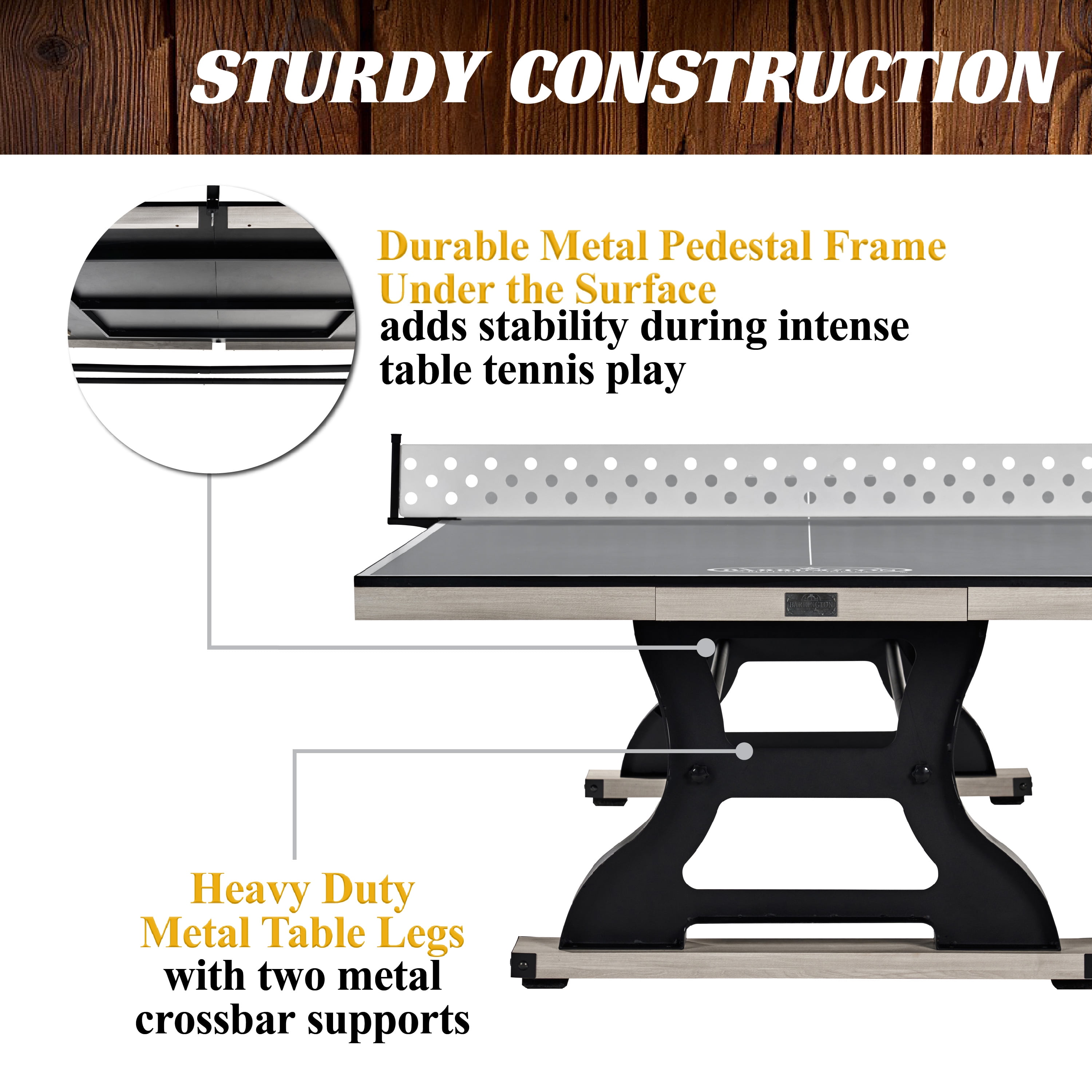 9-ft Coventry Ping Pong Tennis Table, Official Size with Metal Net and Storage Drawer by Barrington