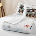 thumbnail image 4 of Erosebridal Coastal Dogs Bed Spread Queen, Ocean Beach Queen Coverlet Set, Polka Dots Reversible 3 Pieces, 1 Quilt and 2 Pillowcases, 4 of 7