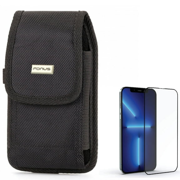 Screen Protector & Case Belt Clip for iPhone 13 Pro Max - Combo with Anti-Glare Tempered Glass Matte 3D & Swivel Holster Rugged Cover