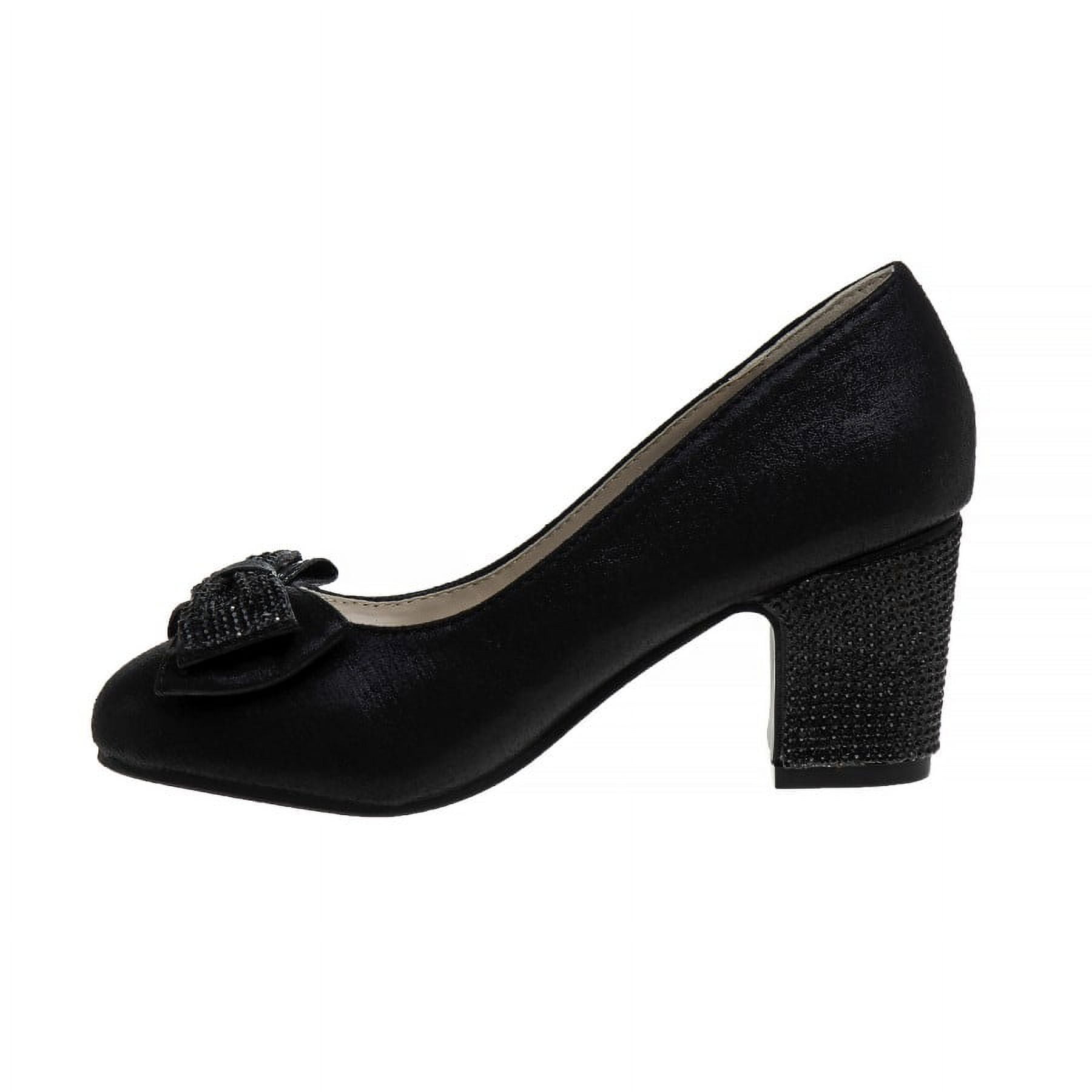 Badgley Mischka Little Kids Girls Medium Heel Dress Pump Shoes - Black , 2