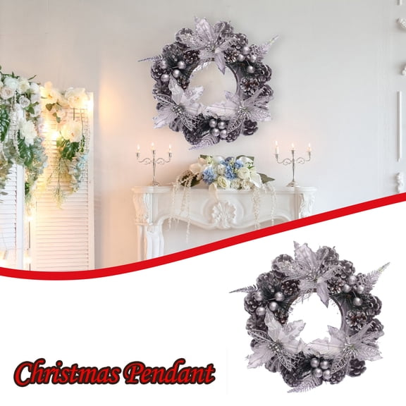 Newxiaaa Halloween Wreath with Lights, Scary Skull Skeleton Wreath Ornaments Halloween Black Flower Weath Thanksgiving Wreaths for Front Door, for Outdoor Outside Porch Decor (Silver)
