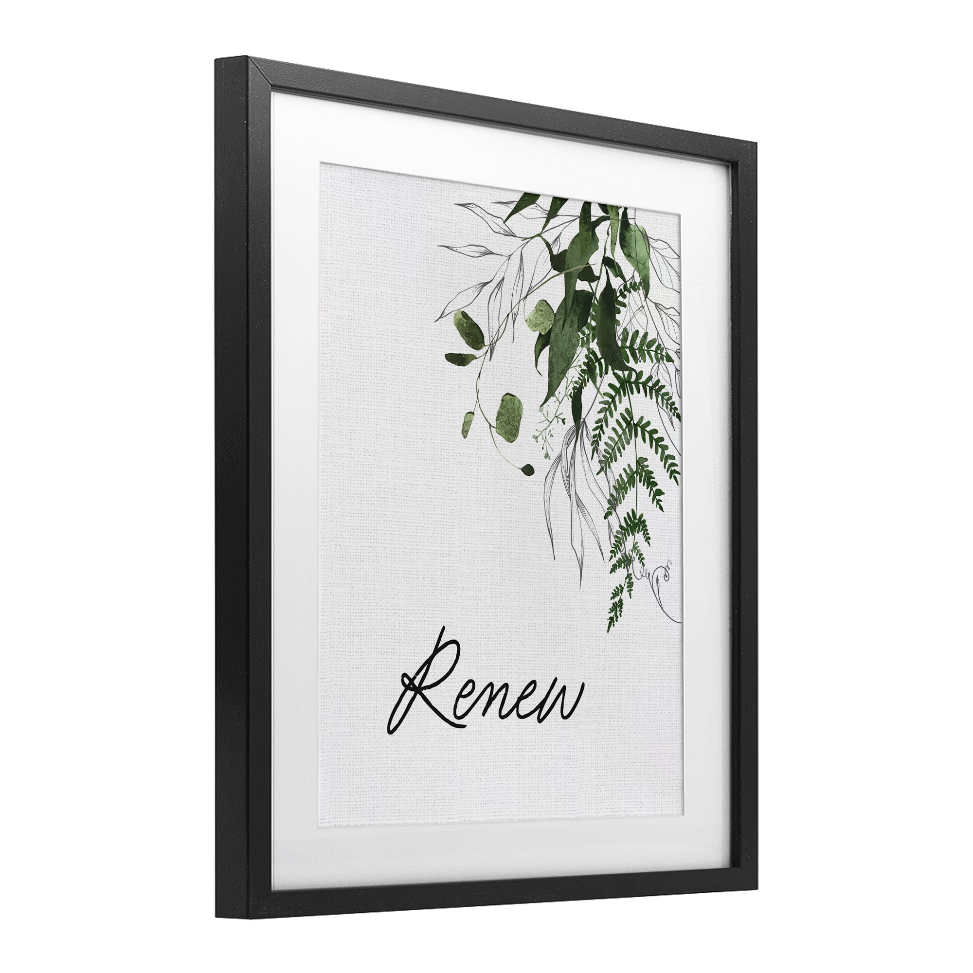 Renew Ferns & Botanicals Black Framed Print Under Glass, design by Lettered and Lined