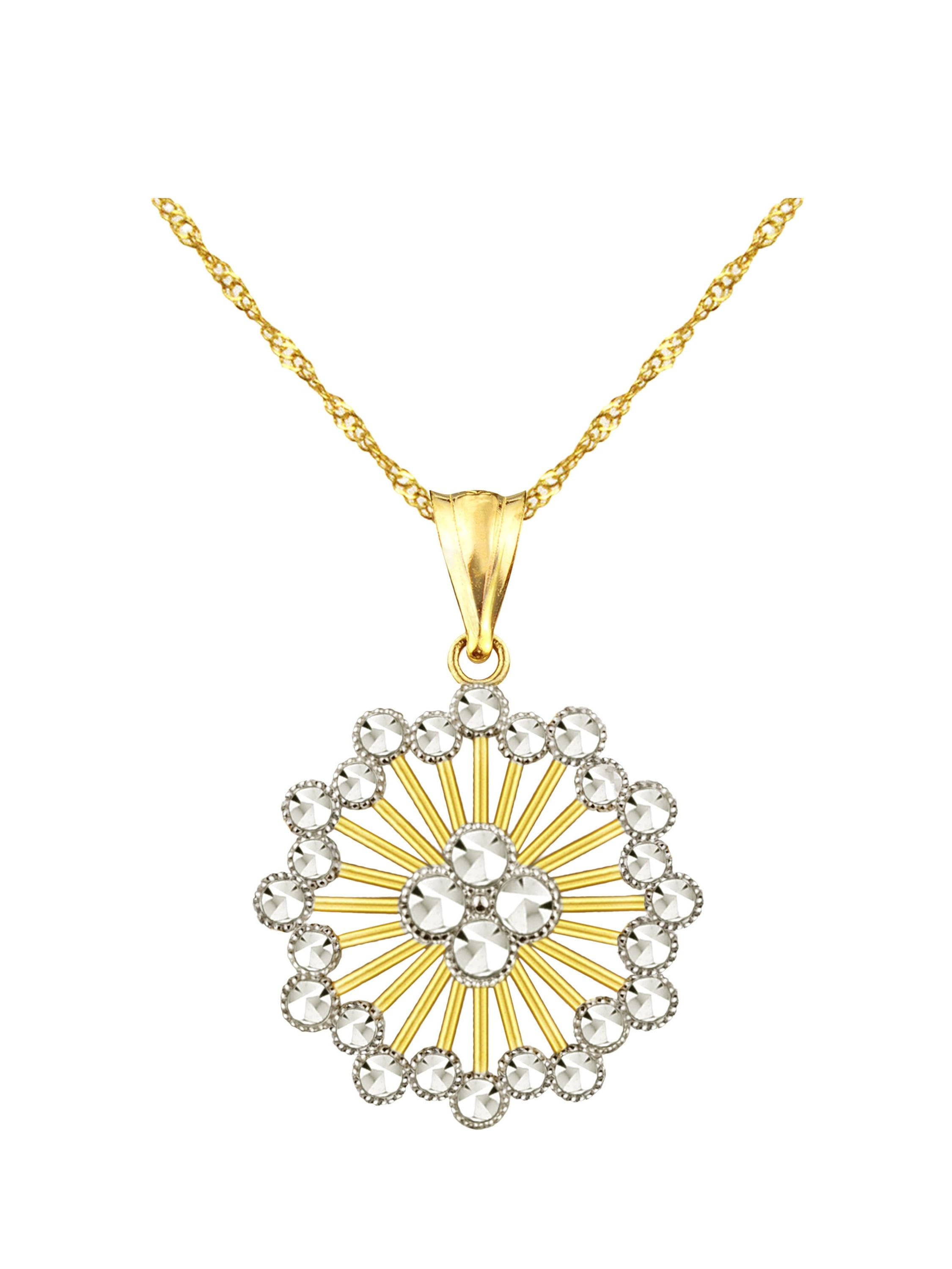US GOLD 10kt Gold Diamond-Cut Starburst Charm Pendant