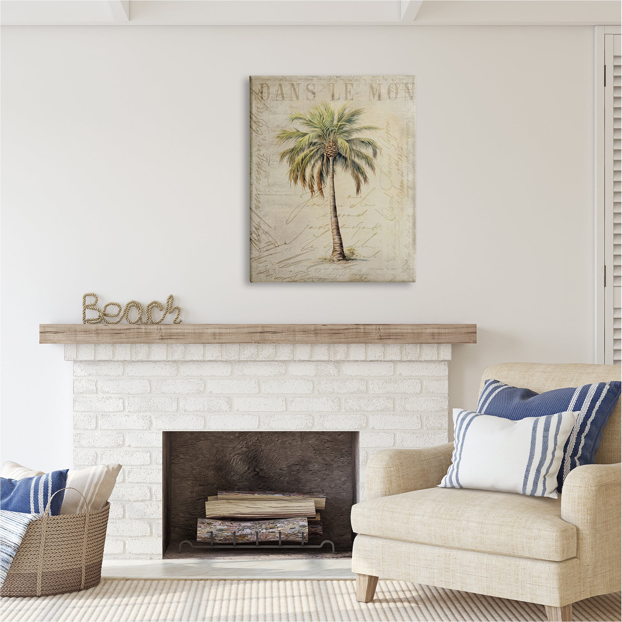 Stupell Industries Vintage Palm Tree Botanical & Floral Painting Gallery Wrapped Canvas Art Print Wall Art, 30 x 40