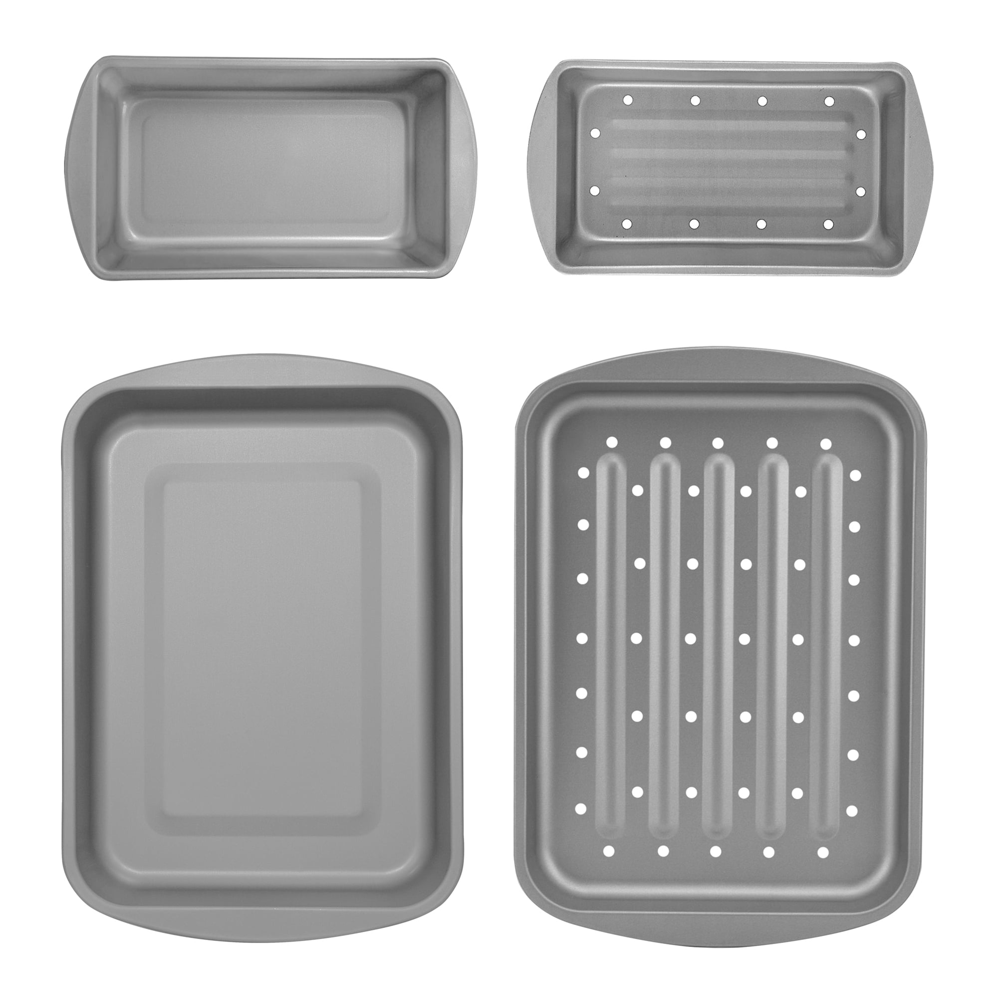 GoodCook 4-Piece Nonstick Steel Toaster Oven Set with Sheet Pan, Rack, Cake  Pan, and Muffin Pan, Gray (4220), Assorted