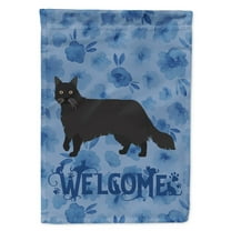 Carolines Treasures CK4847GF Black Chantilly Tiffany Cat Welcome Flag Garden Size Small multicolor