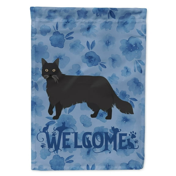 Carolines Treasures CK4847GF Black Chantilly Tiffany Cat Welcome Flag Garden Size Small multicolor