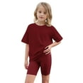 thumbnail image 6 of Xdegoge Cute Tops for Teen Girls Kids Summer Oversized Tops Casual Crewneck Basic Tees Loose Fit Basic Tee Shirts Solid Color Casual Blouse Wine 10-12 Camiseta De Para Niños, 6 of 8