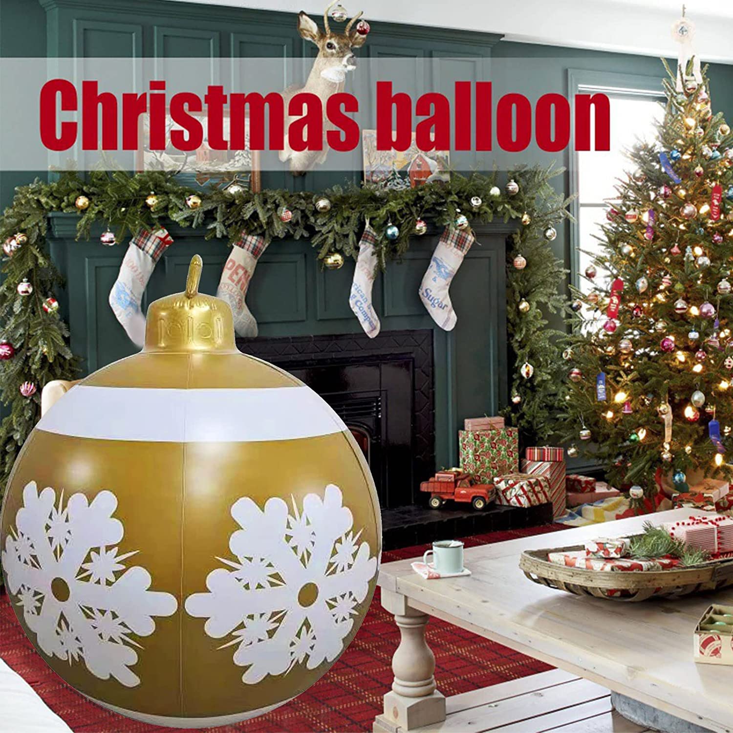 Mialoley Christmas Inflatable Decorated Ball,Giant Christmas Ball