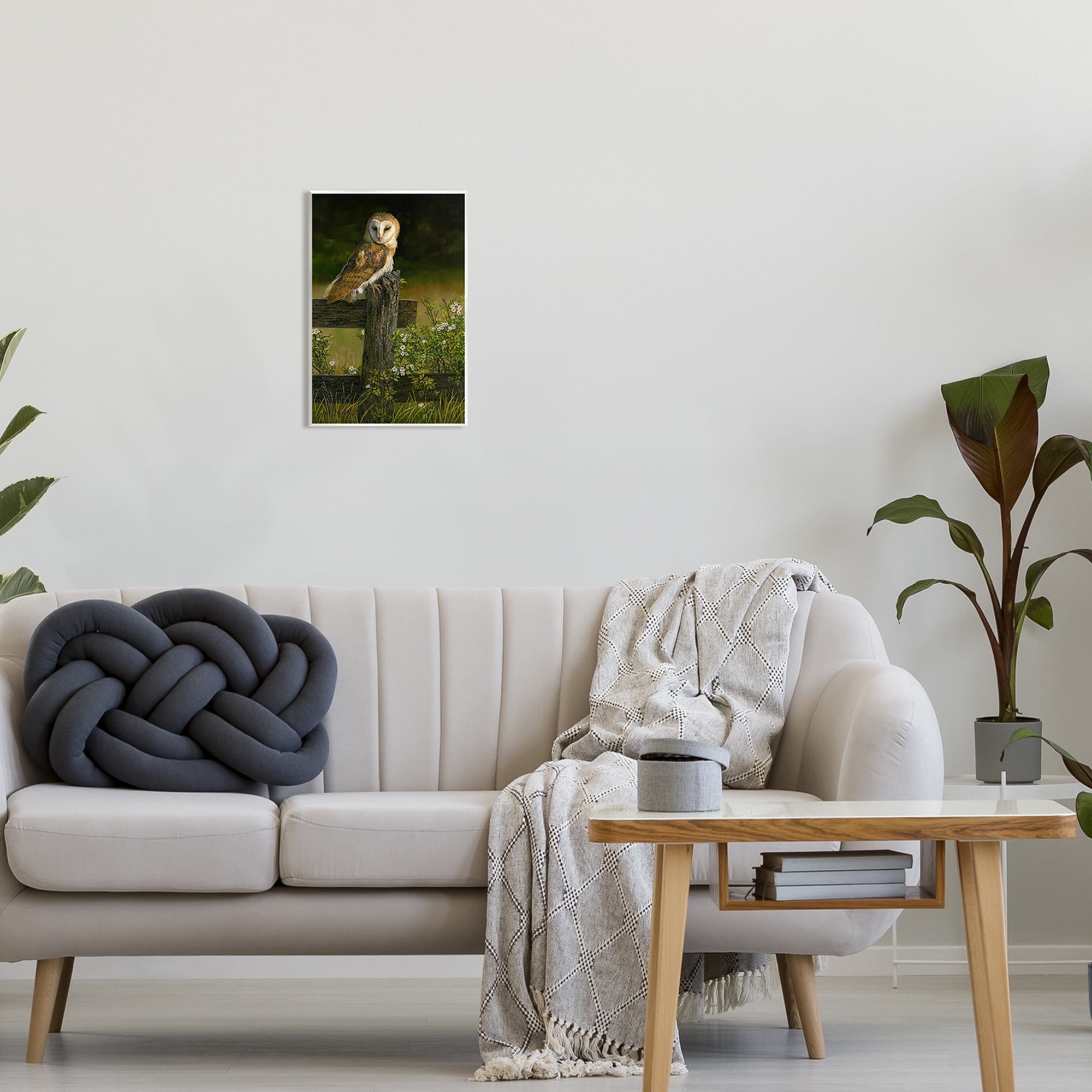 Stupell Industries Barn Owl on Fence Animals & Insects Painting Unframed Art Print Wall Art, 10 x 15