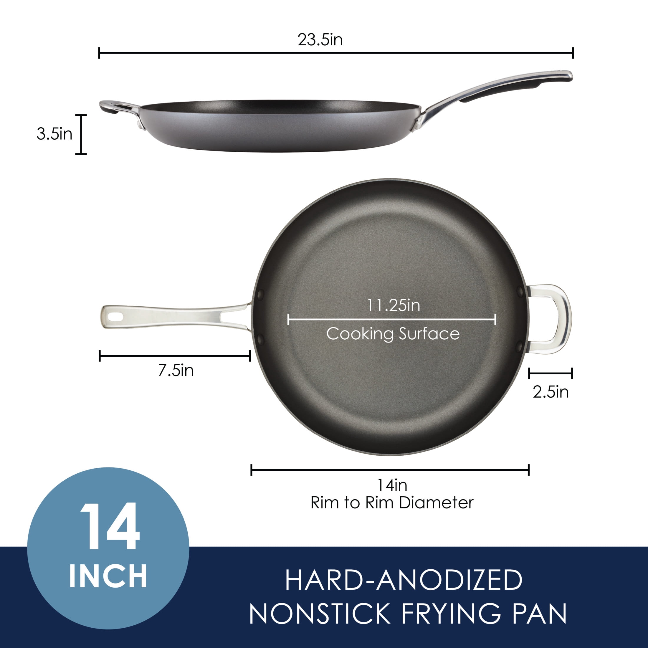 Rachael Ray Cook + Create 14" Nonstick Frying Pan with Helper Handle, Black