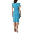 thumbnail image 3 of INSPIRE CHIC Women's Summer Boat Neck Ruffle Sleeve Ruched Back Slit Cocktail Sheath Midi Dress XS Blue, 3 of 6