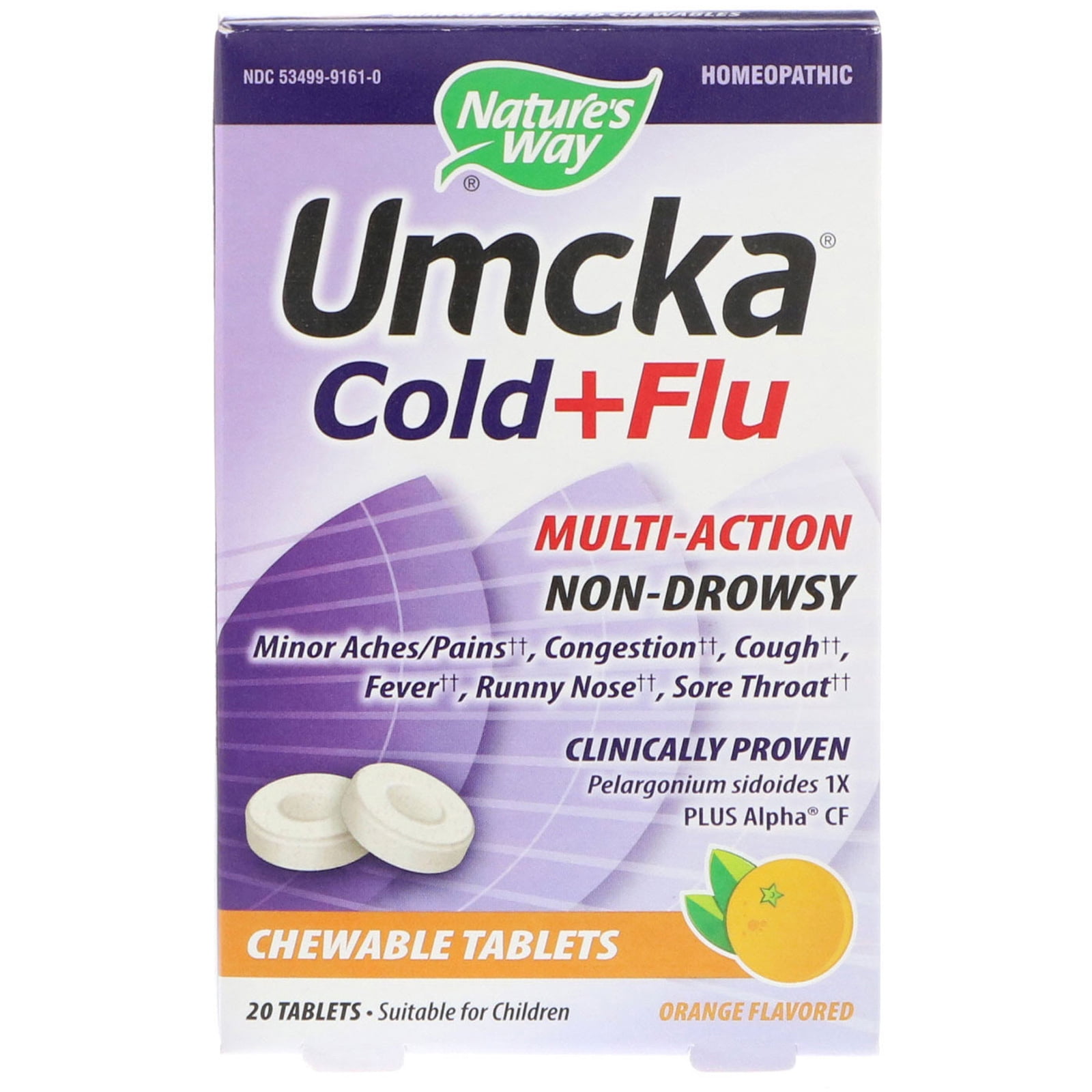 Nature s Way  Umcka  Cold Flu  Orange  20 Chewable Tablets