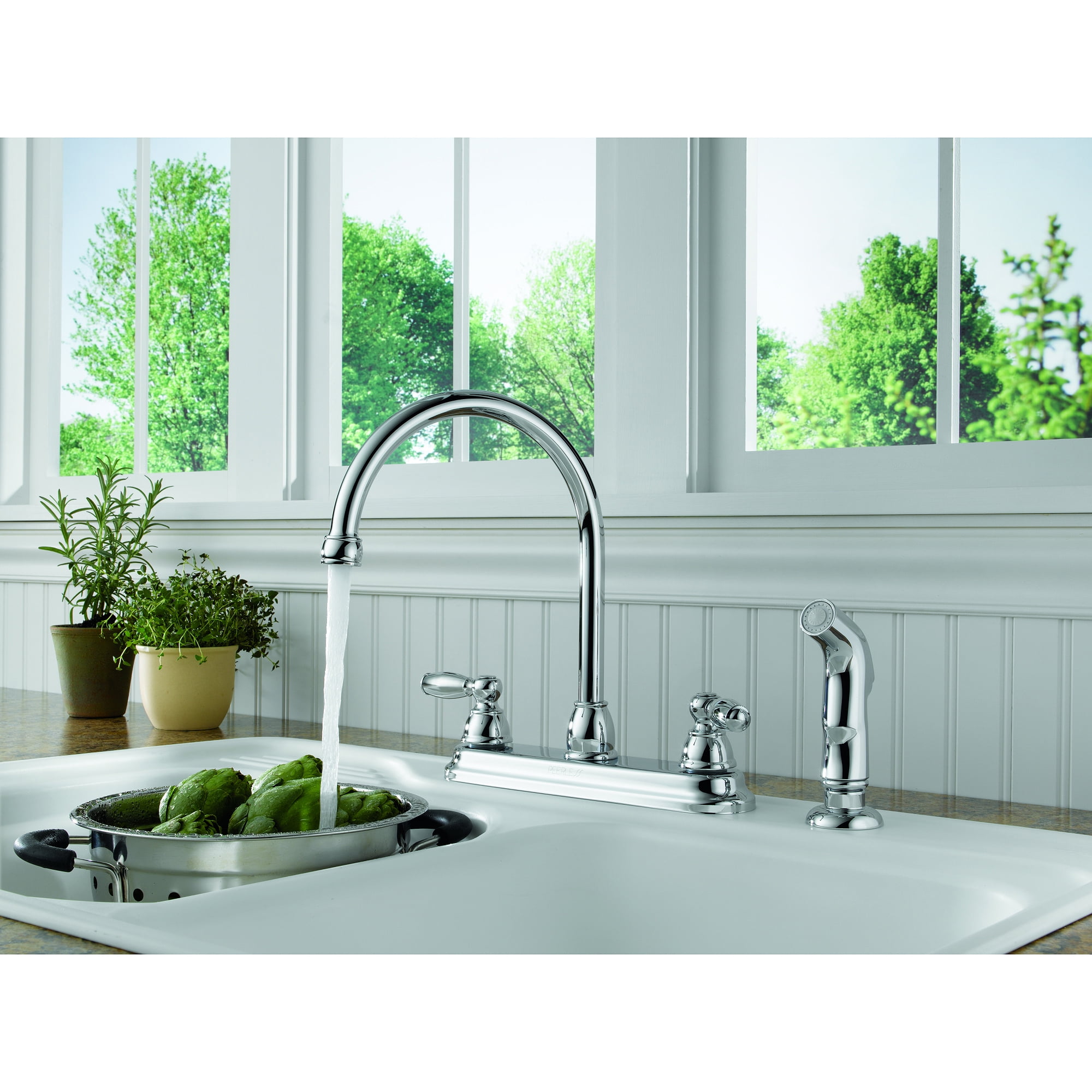 Peerless Two Handle Kitchen Faucet With Side Sprayer Chrome throughout Extraordinary kitchen sink faucets at walmart you should have