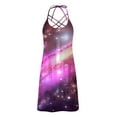 thumbnail image 2 of Galaxy Print Dress for Women Summer Sleeveless Casual A Line Tank Sundress Criss Cross V Neck Mini Dress, 2 of 5