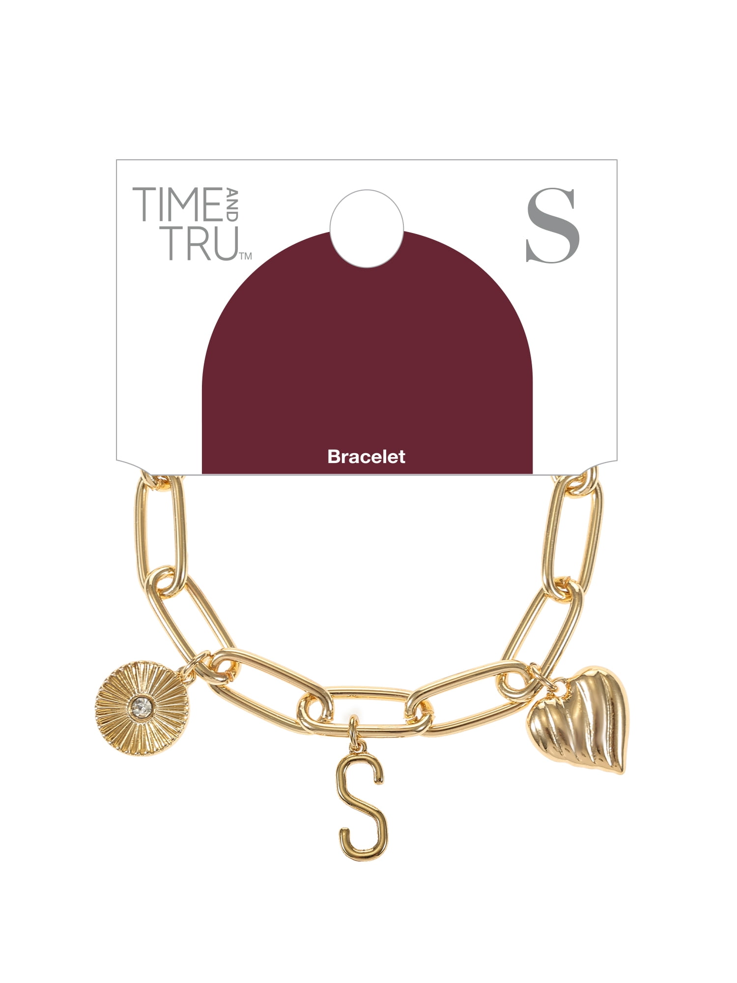 Time and Tru Goldtone Initial Charm Bracelet, Initial S
