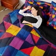 thumbnail image 4 of Castle Fairy Vintage Stripes Plaid Twin Bedding Sets,Geometric Bedding Comforter Set, 4 of 8