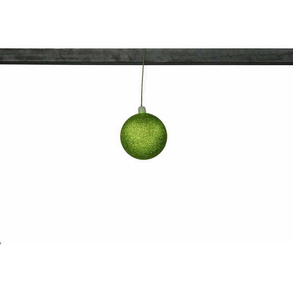 12 Pack 80mm 3" Lime Green Glitter Ball Ornament with Wire