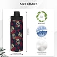 thumbnail image 3 of Goofa Roses Skulls Print 18oz Sports Insulated Kettle With Straw Water Bottle Sports Water Bottle For Running Hiking Cycling Climbing Mans Womans, 3 of 7