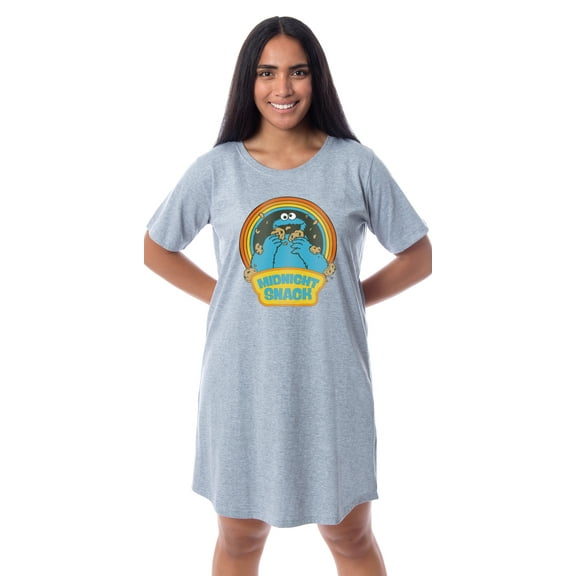 Sesame Street Women's Cookie Monster Midnight Snack Nightgown Pajama Dress