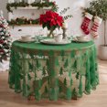 thumbnail image 2 of Sm:)e Dark Green Christmas Tree Farmhouse Style Lace Jacquard Tablecloth 60 Inch, Yarn-Dyed Woven Table Cover for Dining Decor, Round, 2 of 6