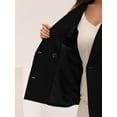 thumbnail image 6 of INSPIRE CHIC Women's Jacket Notched Lapel Double Breasted Padded Shoulder Blazer M Black-Solid, 6 of 7