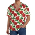 thumbnail image 3 of Wukai Rose Flowers Men's Casual Short-Sleeve Button Down Shirt - Lightweight Summer Dress Shirt for Daily Wear-Large, 3 of 7