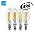 thumbnail image 4 of 60-Watt Equivalent B10 Energy Star Dimmable Clear LED Light Bulb Warm White (2700K) (4-Pack), 4 of 5