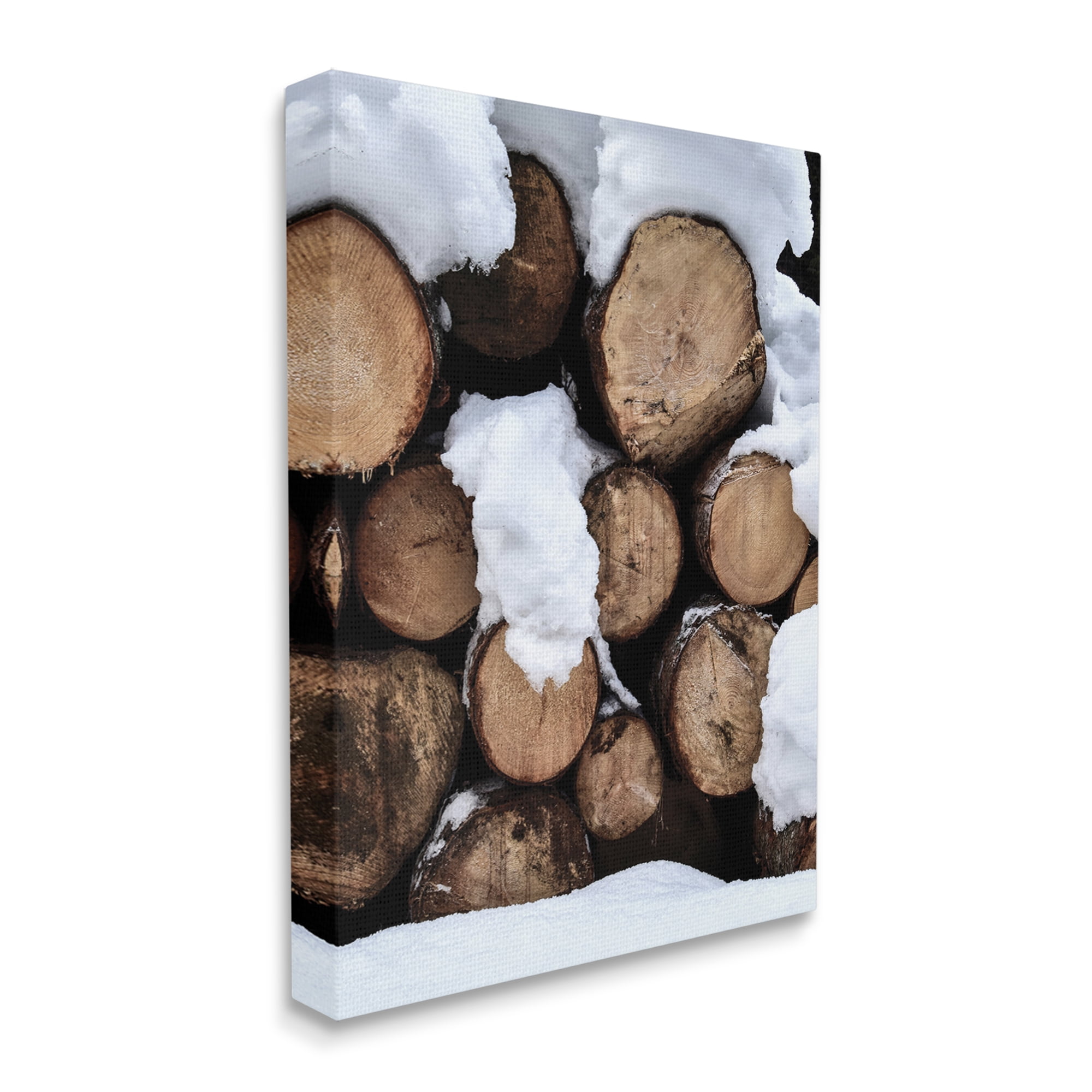 Stupell Industries Winter Snowy Logs Landscape Photography Gallery Wrapped Canvas Art Print Wall Art, 30 x 40