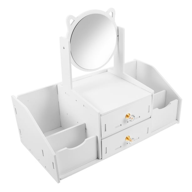 Organizador De Espejo De Maquillaje Multifuncional Con 3 Cajones, Almacenamiento De Cosméticos De Encimera Para Tocador, Cuidado De La Piel, Exhibición De Joyas Y Maquillaje.