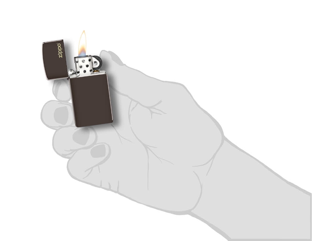 Zippo Slim Brown Logo Pocket Lighter