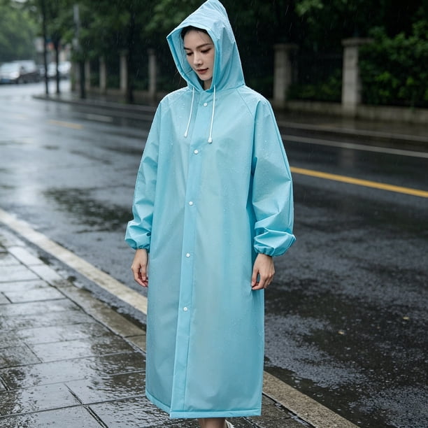 Impermeable Reutilizable de Eva: Chaqueta Impermeable Gruesa de Longitud Extendida para Adultos, Ideal para Senderismo, Viajes, Acampada y Actividades Al Aire Libre. Impermeable Portátil con Capucha
