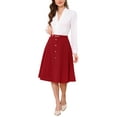 thumbnail image 2 of Falda midi plisada A-Line Inspire Chic para mujeres, falda de trabajo vintage de cintura alta, falda de negocios XL roja, 2 of 6