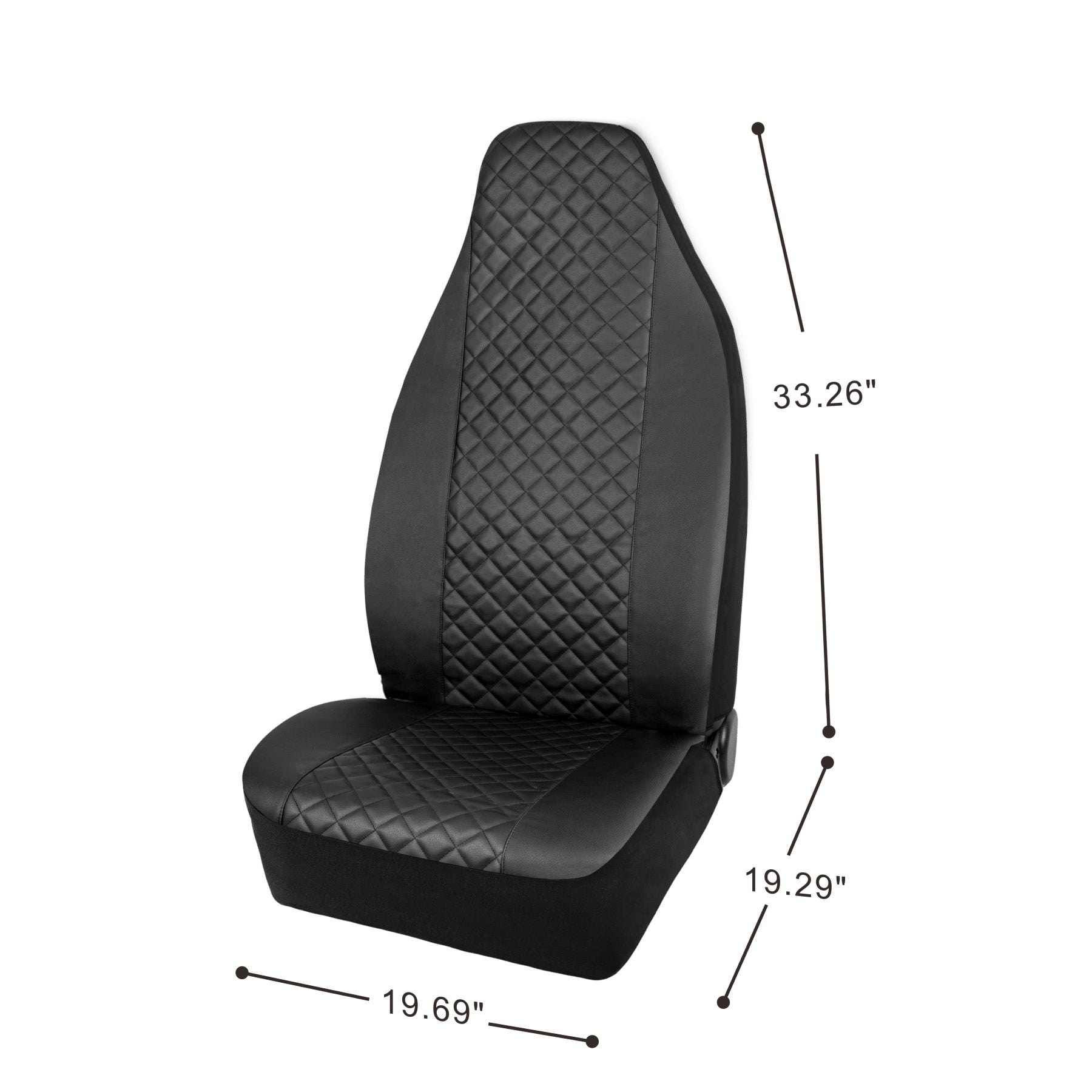 Auto Drive 2Piece High Back Car Seat Covers PU Leather Quilted Black - Universal Fit, SC0985