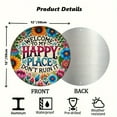 thumbnail image 3 of Virelaxpo Welcome to My Happy Place Round Metal Wall Sign with Colorful Flowers for Home Garden Entryway Decor Aluminum Construction, 3 of 7