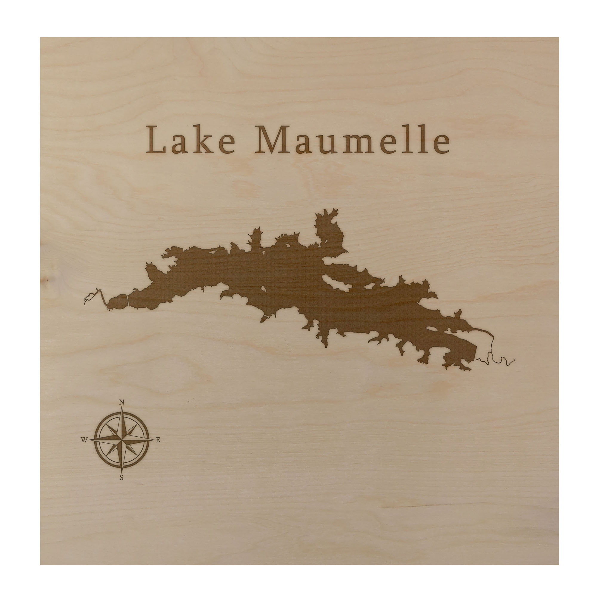 Lake Maumelle Map 12x12" Birch Wood Wall Art Office Decor Gift Engraved Arkansas