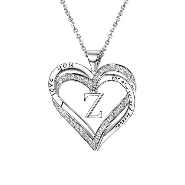 Collar de diamantes de doble corazón para mujer con 26 letras inglesas Collar de pareja Wmkox8yii fajkfhkj114
