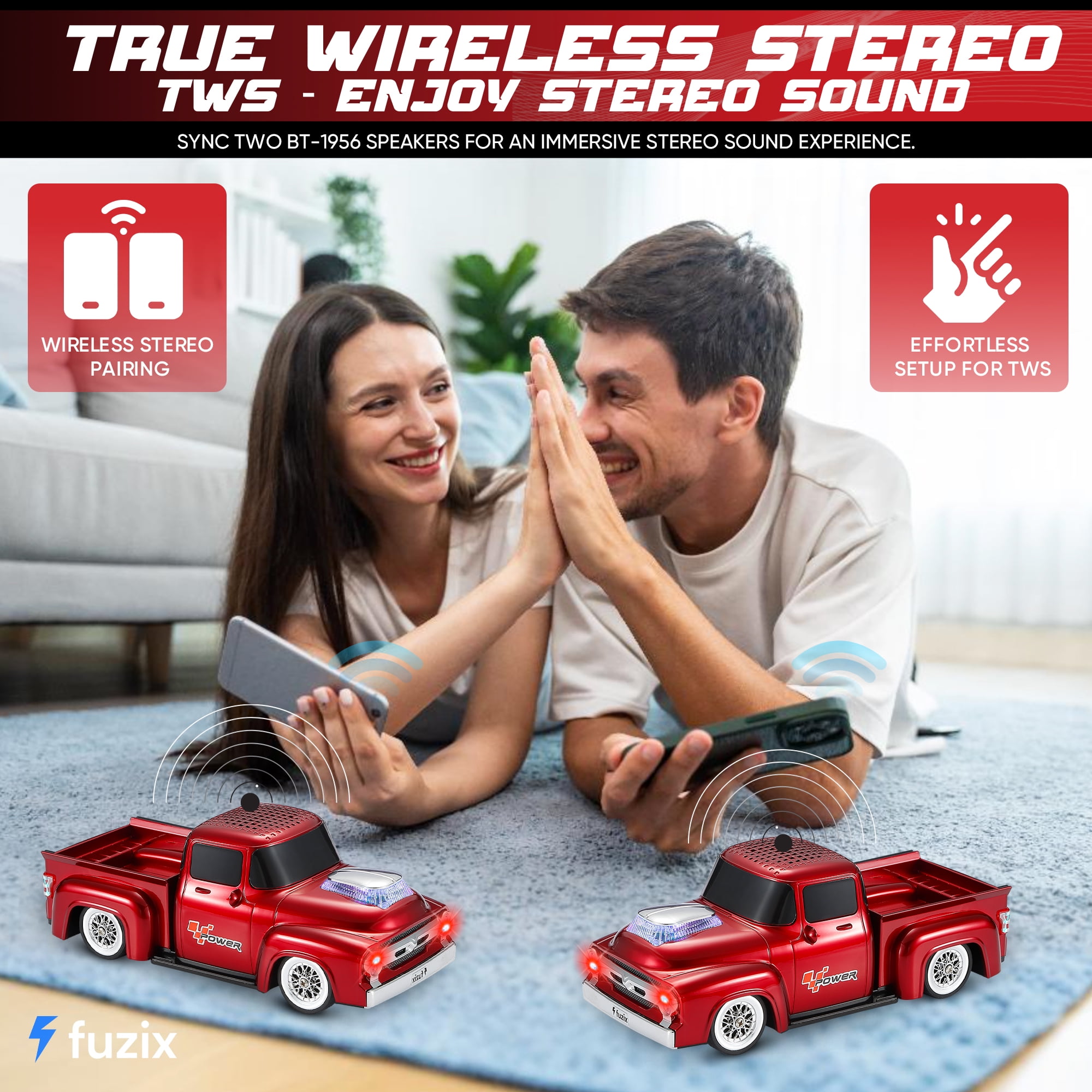 Fuzix WS-538 Car Bluetooth Portable Speaker with LED AUX USB FM Rechargeable