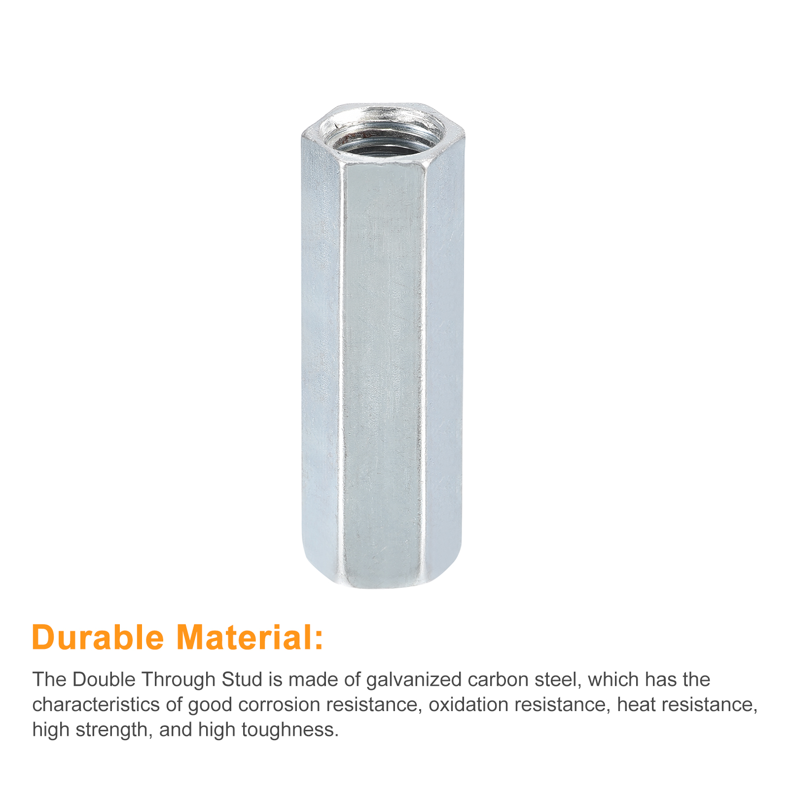 20pcs M12x15x50mm Coupling Nuts - Galvanized Carbon Steel Hex Threaded Rod Coupler for Furniture, Electronic, Industrial