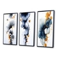 thumbnail image 3 of Designart "Miracle Abstract Ink Cloud with a Touch of Gold VI" Abstract Painting Framed Wall Art Set Of 3 - Blue Modern Frame Gallery Wall Set For Home Decor, 3 of 6