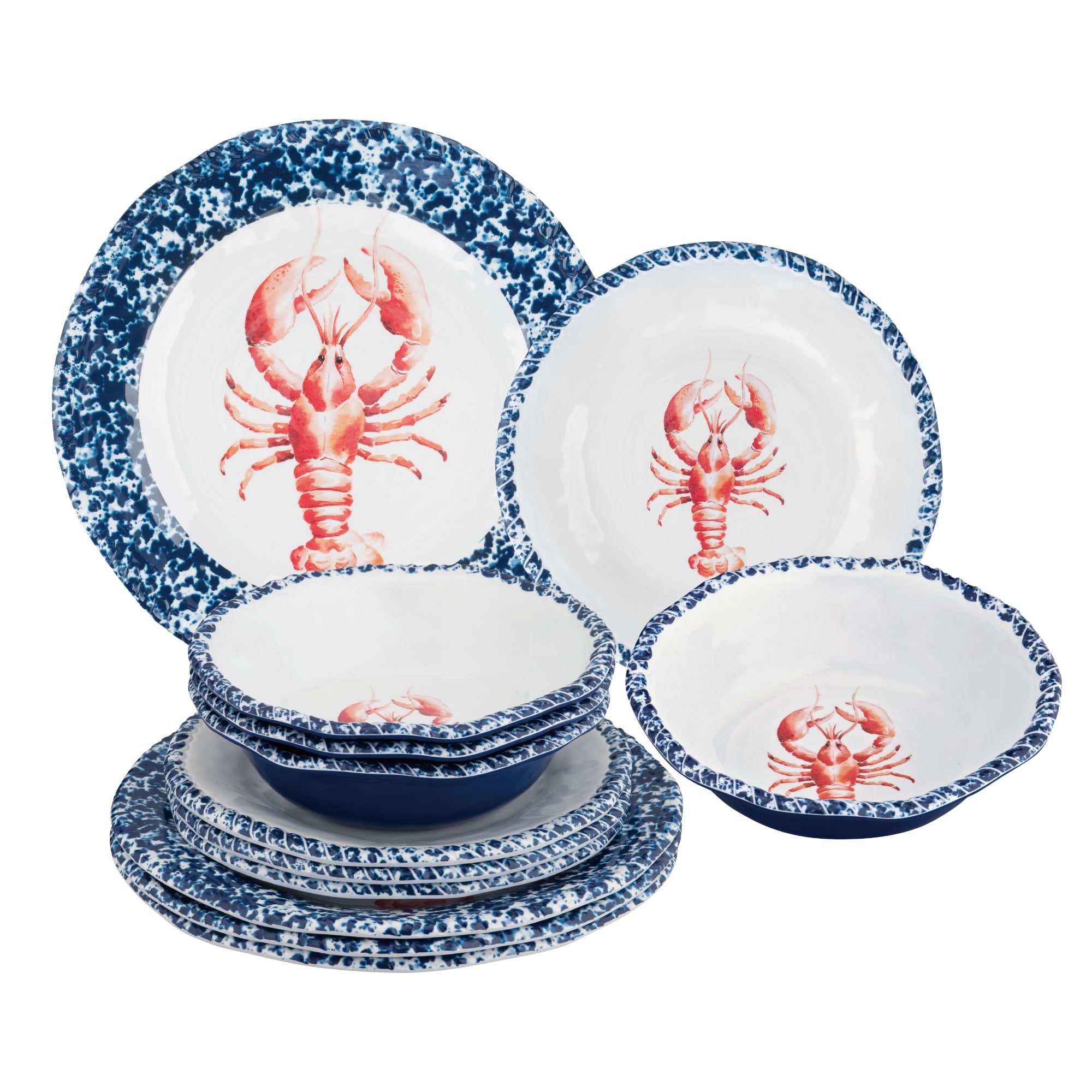 Gourmet Art 12Piece Lobster Melamine Dinnerware Set, Service for 4