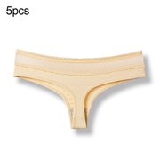 Qingsaizhen G-String,5Pcs Women Sexy Solid Color Lace Patchwork Hollow out Thong Low Waist G-String