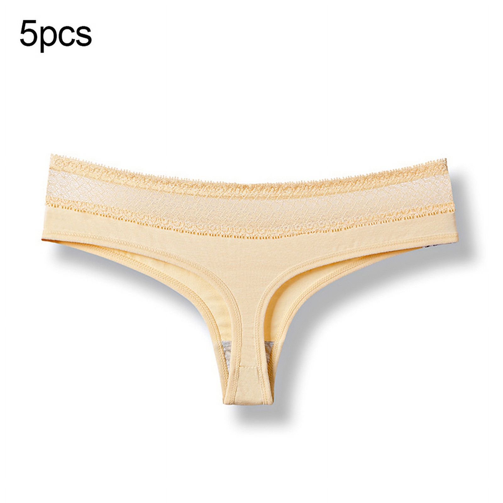 Qingsaizhen G-String,5Pcs Women Sexy Solid Color Lace Patchwork Hollow out Thong Low Waist G-String