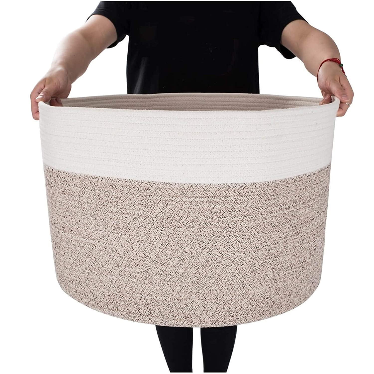Large Woven Storage Basket 13''x21'' Cotton Rope Organizer Baby Toy Laundry 