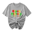 thumbnail image 2 of Lydiaunistar Women's Plus Size Spring Tops Casual Short Sleeve Round Neck Printed T-Shirt Lightweight Stretch Breathable for Spring Summer Gray, 2 of 3