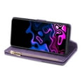thumbnail image 6 of Nalacover for Samsung Galaxy A42 5G Zipper Wallet Case with [Credit Card Slots] [Zipper Pocket] Kickstand, Premium PU Leather Flip Cover with [Magnetic Clasp] Shockproof Case,Purple, 6 of 7