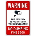 thumbnail image 2 of No Dumping Sign, Video Surveillance Sign, No Dumping Fine $500 Sign, 10x14 Inches, Rust Free .040 Aluminum, Fade Resistant, Made in USA by Sigo Signs, 2 of 10