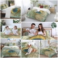 thumbnail image 5 of 3 Piece Teal Peacock Feathers Duvet Cover Set Twin Size, Microfiber Comforter/Quilt Cover with Corner Ties and 2 Pillowcases, Retro Abstract Art Watercolor All Season Soft Bedding with Zipper Closure, 5 of 8