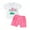 Deep Pink, variant on Elippeo Baby Shorts Set 6 12 18 Months Short Sleeve Crew Neck Letters Print T-shirt with Shorts One Year Old Birthday Outfit