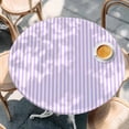 thumbnail image 2 of Purple White Stripe Round Tablecloth, Fitted Table Cover with Elastic for 36"-44" Round Tables, Modern Minimalist Geometric Striped Table Cloth Outdoor Indoor Dinning Party Waterproof Tablecloths, 2 of 7